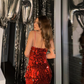 Sexy Sheath Spaghetti Strap Red Sequin Short Homecoming Dress Birthday Dress SH2125