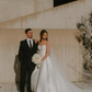 Charming A Line Spaghetti Strap White Satin Long Wedding Dress SH5955