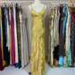 Vintage Sheath Spaghetti Strap Lace Champagne Satin Party Dress Evening Dress with Slit SH3345