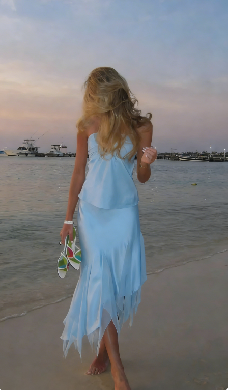 Yellow Mermaid Halter Two Piece Satin Prom Dress Evening Dress SH1858