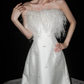 Sweety A Line Strapless White Feather Beaded Satin Long Wedding Dress SH5974