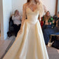 Pretty Ball Gown Sweetheart Neck White Satin Lace Long Wedding Dress SH7073