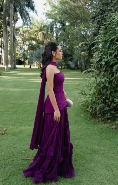 Elegant Deep Purple A Line Strapless Satin Long Prom Dress Date Dress SH7016