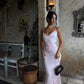 Gentle Light Pink Mermaid Spaghetti Strap Beaded Satin Prom Dress Wedding Guest Dress SH5323
