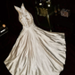 Gorgeous Mermaid Sweetheart Neck Beaded Pleated Champagne Satin Long Prom Dress Party Dress SH3048
