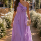 Pretty Purple A Line One Shoulder Ruffle Chiffon Prom Dress Evening Dress SH6353