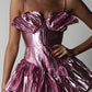 Stunning A Line Spaghetti Strap Gold Satin Short Homecoming Dress Cocktail Dress SH3690