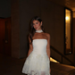 Classic White A Line Appliques Tulle Satin Mini Homecoming Dress Cocktail Dress SH3512
