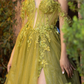 Fairy A Line Off the Shoulder Corset Appliques Green Tulle Prom Dress Evening Dress SH2180