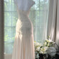 Ivory Mermaid Spaghetti Straps Rhinestone Chiffon Prom Dress Formal Dress Party Dress SH4023