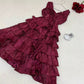 Hot Pink A Line V Neck Ruffles Satin Knee Length Homecoming Dresses Outfits SH3621