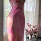 Pink Print Floral Sheath Spaghetti Straps Lace Chiffon Prom Dress Evening Dress SH3783