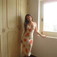 Gentle Sheath Straps Printed Floral Chiffon Tea Length Vacation Dress Outfits SH4517