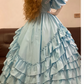 Vintage Blue Puff Ball Gown Layered Satin Prom Dress 16th Birthday Dress SH4957