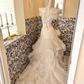 White Mermaid Off the Shoulder Appliques Layered Organza Wedding Dress Prom Dress SH3844
