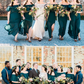 Teal Green Chiffon Off The Shoulder Side Slit Boho Bridesmaid Dresses SH5581