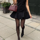 High-class A Line Black Satin Short Prom Dress Homecoming Dress SH7220