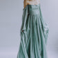 Muted Green A Line Long Sleeve Chiffon Prom Dress Party Dress SH4297