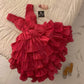 Hot Pink A Line V Neck Ruffles Satin Knee Length Homecoming Dresses Outfits SH3621