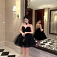 Simple Black A Line Sweetheart Neck Tulle Short Birthday Dress Homecoming Dress SH3402