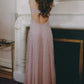 Gentle Pink A Line Spaghetti Strap Sequin Tulle Long Prom Dress Evening Dress Formal Dress SH3656