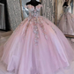 Off Shoulder Pink 16 Ball Gown Evening Prom Dress Quinceanera Dress SH1065