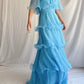 Blue Layered Chiffon A Line V Neck Simple Long Party Dress Evening Dress 18 Birthday Dress SH3625