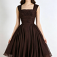Vintage Simple Brown A Line Straps Tulle Short Homecoming Dress Outfits KS7535
