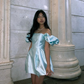 Cute Light Blue Off The Shoulder Puff Sleeves Party Prom Dress Homecoming Dress SH1096