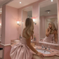 Pink A Line Sweetheart Neck Pleated Satin Mini Homecoming Dress with Bow SH3287
