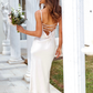 Simple Sheath One Shoulder White Satin Open Back Bridesmaid Dress Evening Dress SH3201