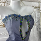 Vintage Blue Ombre A Line Strapless Shiny Beaded Tulle Prom Dress Sweet 16 Dress SH5981