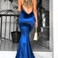 Gergous Blue Mermaid Prom Dresses Sexy Open Back Evening Gowns SH662