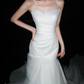 Unique Mermaid Sweetheart Neck White Organza Long Wedding Dress SH6670