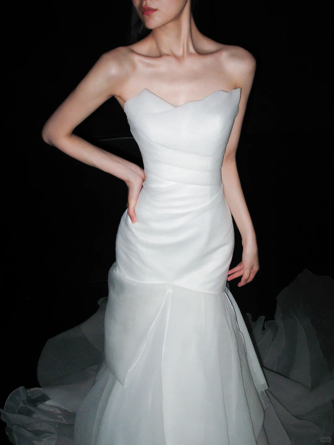 Unique Mermaid Sweetheart Neck White Organza Long Wedding Dress SH6670