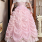 Vintage Sweety Pink Ball Gown Lace Tulle Long Prom Dress 16th Birthday Dress SH5201