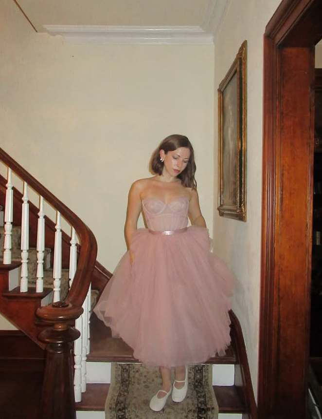 Simple Pink A Line Sweetheart Neck Corset Tulle Prom Dress Birthday Dress SH4868