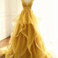 Elegant A Line Straps Blue Lace Layered Tulle Prom Dress Graduation Prom Dress P01330