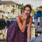 Classic A Line Spaghetti Straps Appliques Dark Purple Satin Prom Dress Outfits SH4836