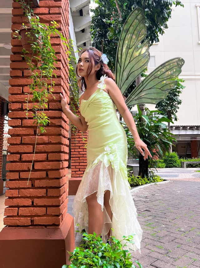 Fairy Vintage Green Mermaid Exquisite Floral Chiffon Prom Dress Wedding Guest Dress SH5387