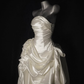 Gentle A Line Strapless Pleated White Satin Long Wedding Dress SH4529