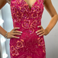 Exquisite Sheath Sweetheart Neck Sequin Beaded Satin Long Prom Dress Evening Dress SH6785