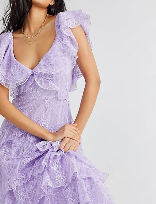 Lilac Long Prom Dress Layed Lace Evening Dress SH613