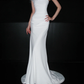 High-class Simple Sheath Strapless White Feather Satin Long Wedding Dress SH6622
