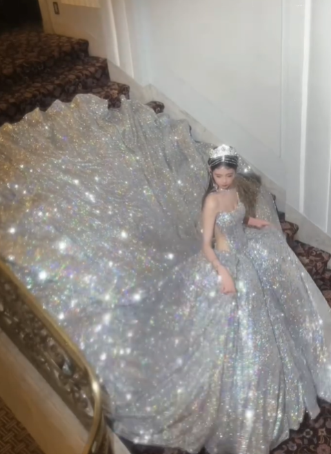 Stunning A Line Strapless Silver Sequin Long Prom Dress Graduation Prom Dress SH2459