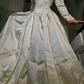 Retro Light Apricot A Line Long Sleeve Beaded Satin Wedding Dress Prom Dress SH5935