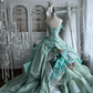 Vintage Blue Rose Print Ball Gown Exquisite Beaded Tulle Prom Dress Sweet 16 Dress SH5988