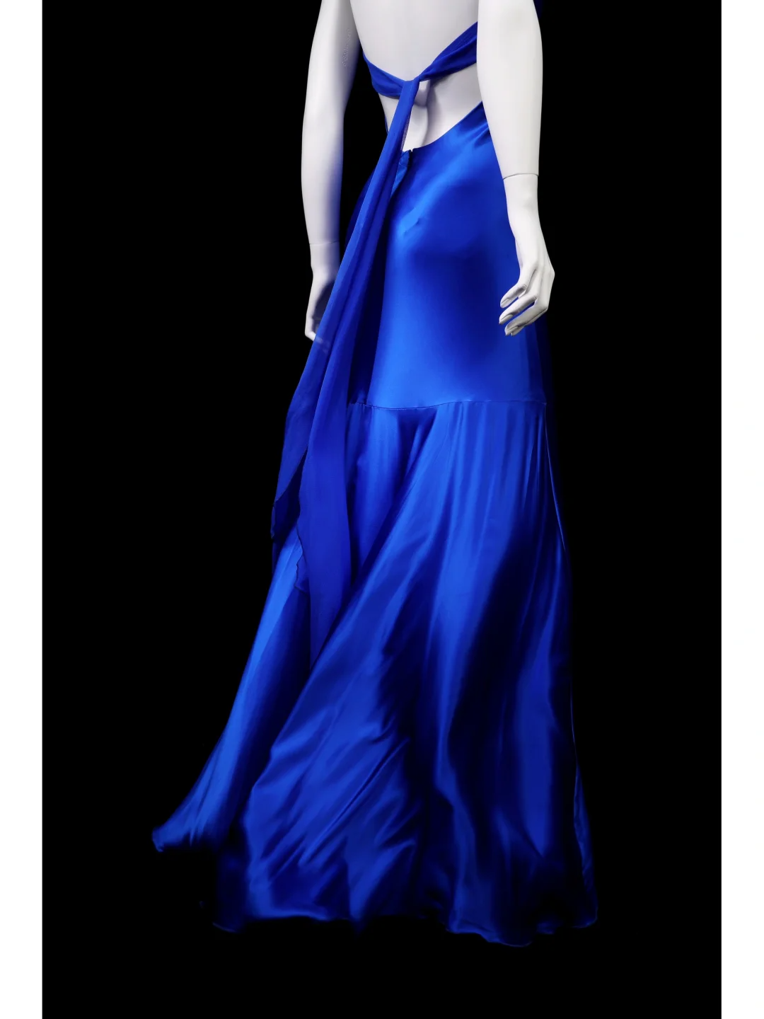 Vintage Stunning Blue Mermaid Halter Satin Open Back Prom Dress Evening Dress SH5129