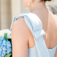 Baby Blue Mermaid Straps Tiered Satin Prom Dress Bridesmaid Dress SH2606
