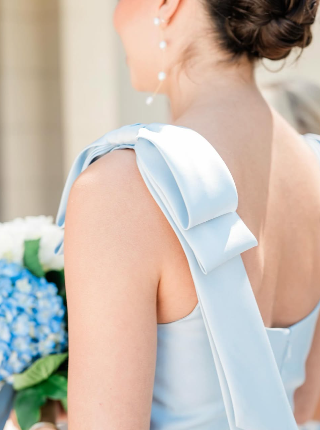 Baby Blue Mermaid Straps Tiered Satin Prom Dress Bridesmaid Dress SH2606